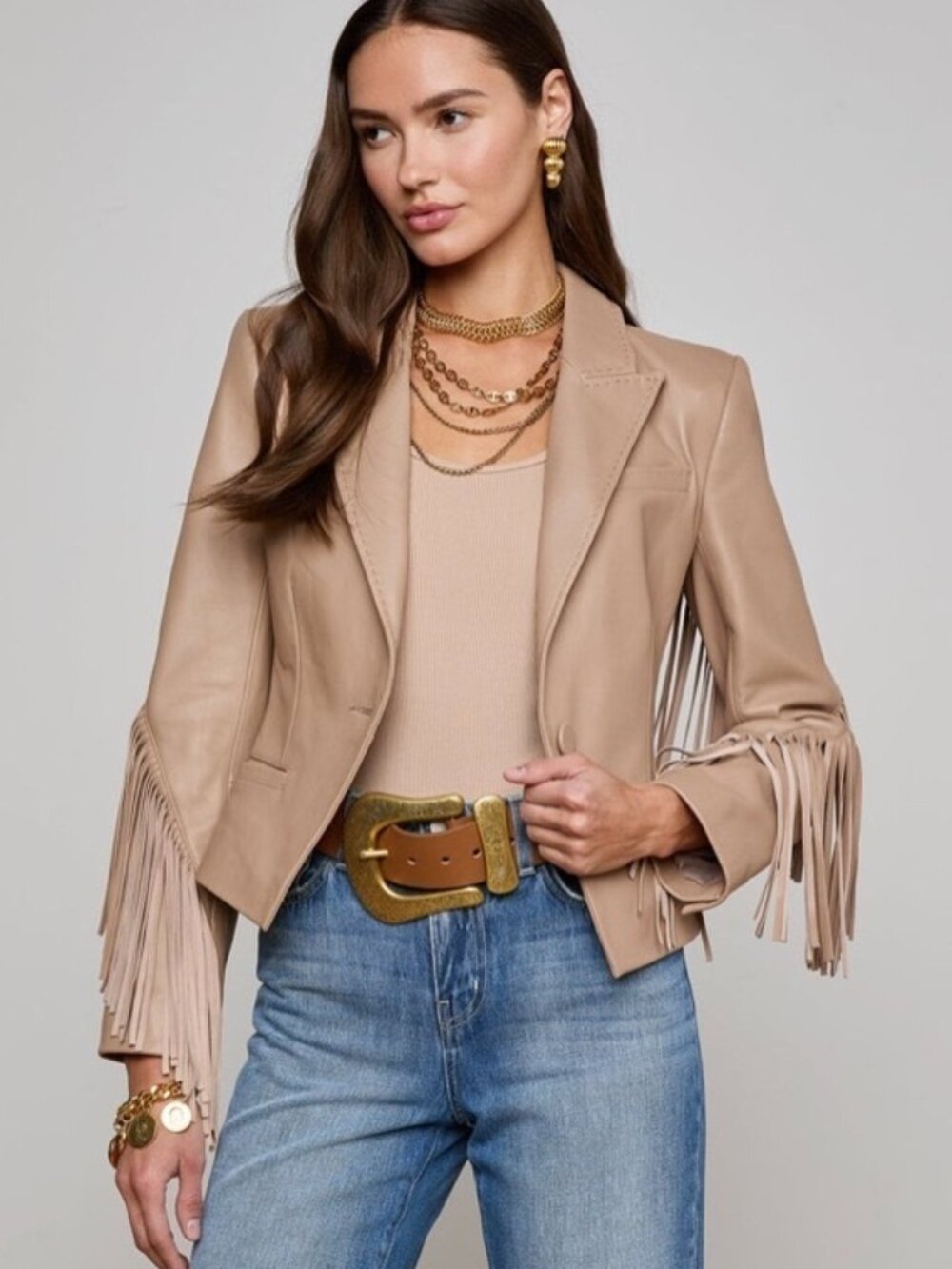 New NWT L'agence Vashti leather fringed jacket 4 $1650